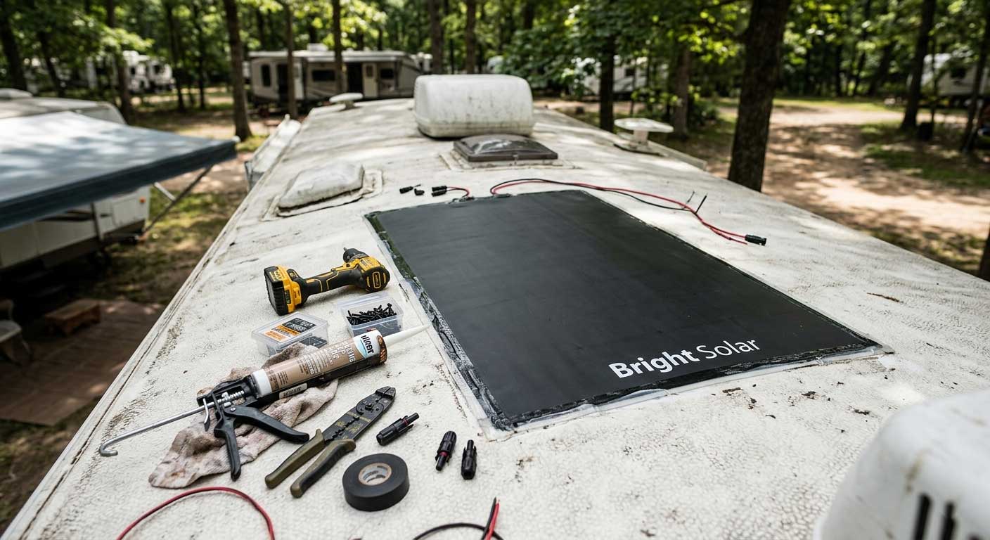 How to attach flexible solar panel to RV roof? 1 1gfdhdsjgfdshgf