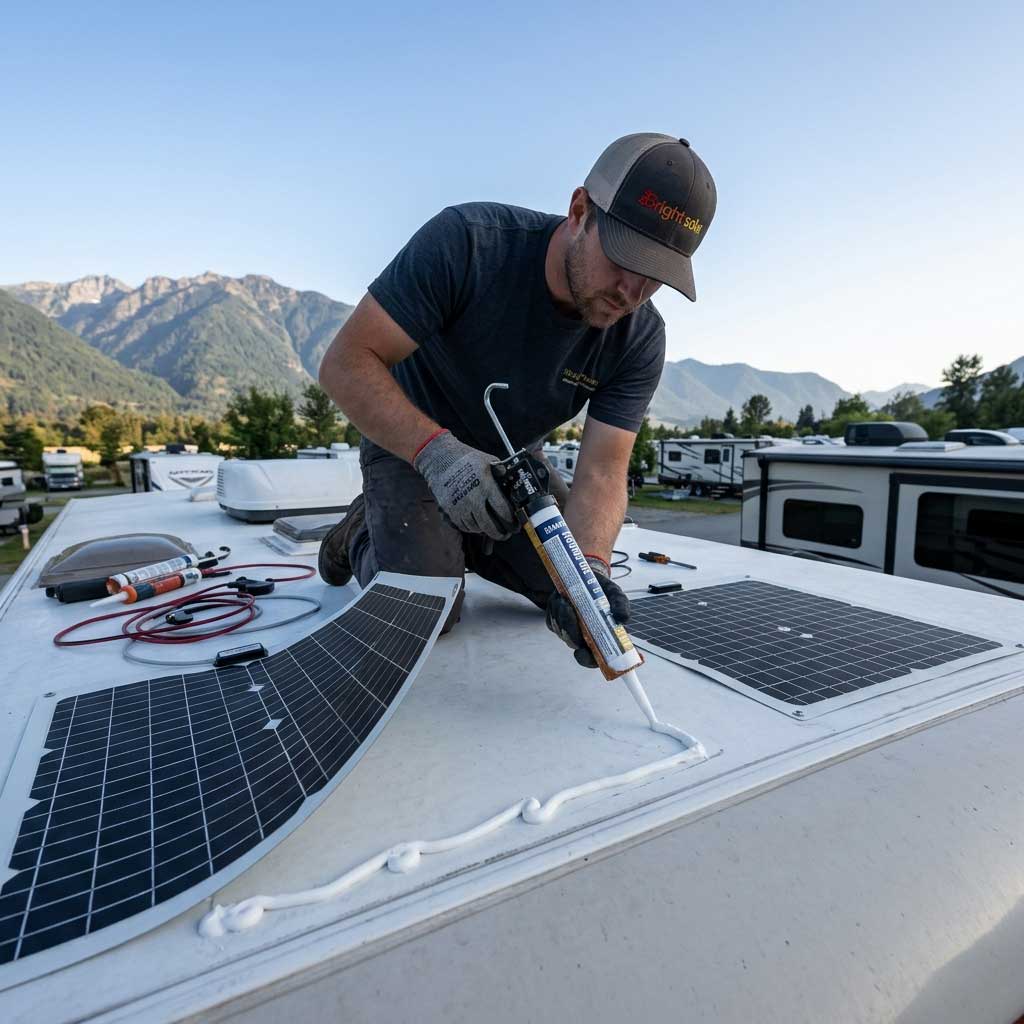 How to Attach Flexible Solar Panel to RV Roof? 2 2gfdlkjhkgfjhgf