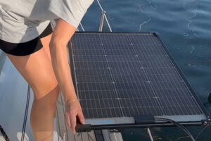Bifacial flexible solar panels for boat fences