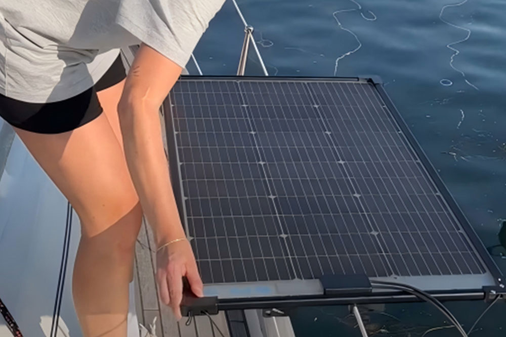 Bifacial flexible solar panels for boat fences