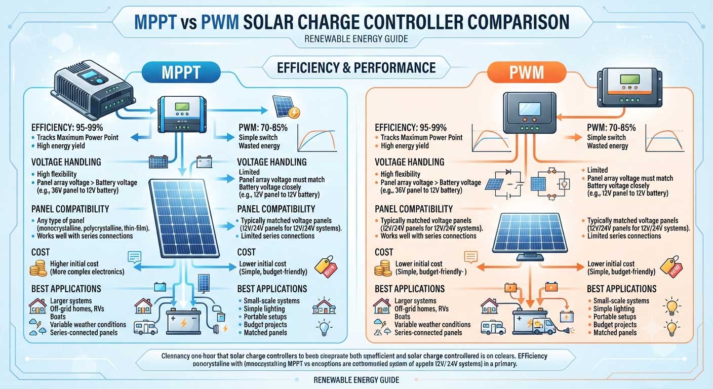 MPPT vs PWM Charge Controller for Solar Panels: Complete Comparison Guide 4 mppt solar charge controller working 4