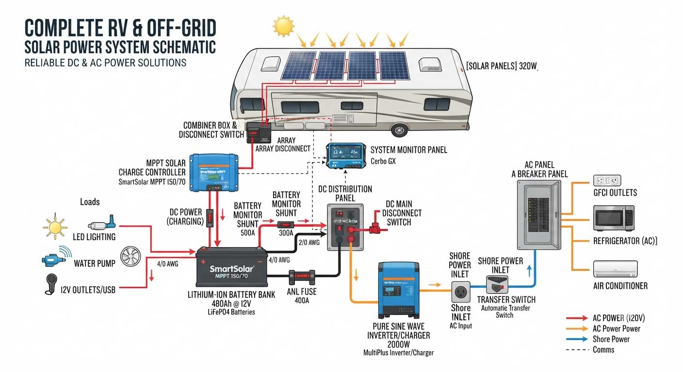Best Solar Panel Setup for RV and Off-Grid Systems: Complete Guide 2 rv off grid solar system components 2