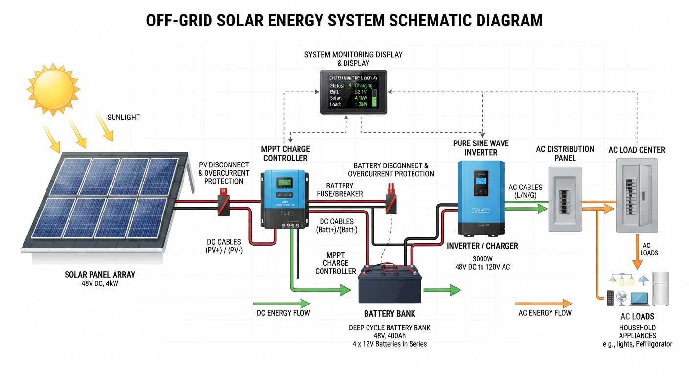 MPPT vs PWM Charge Controller for Solar Panels: Complete Comparison Guide 2 solar charge controller system diagram 2