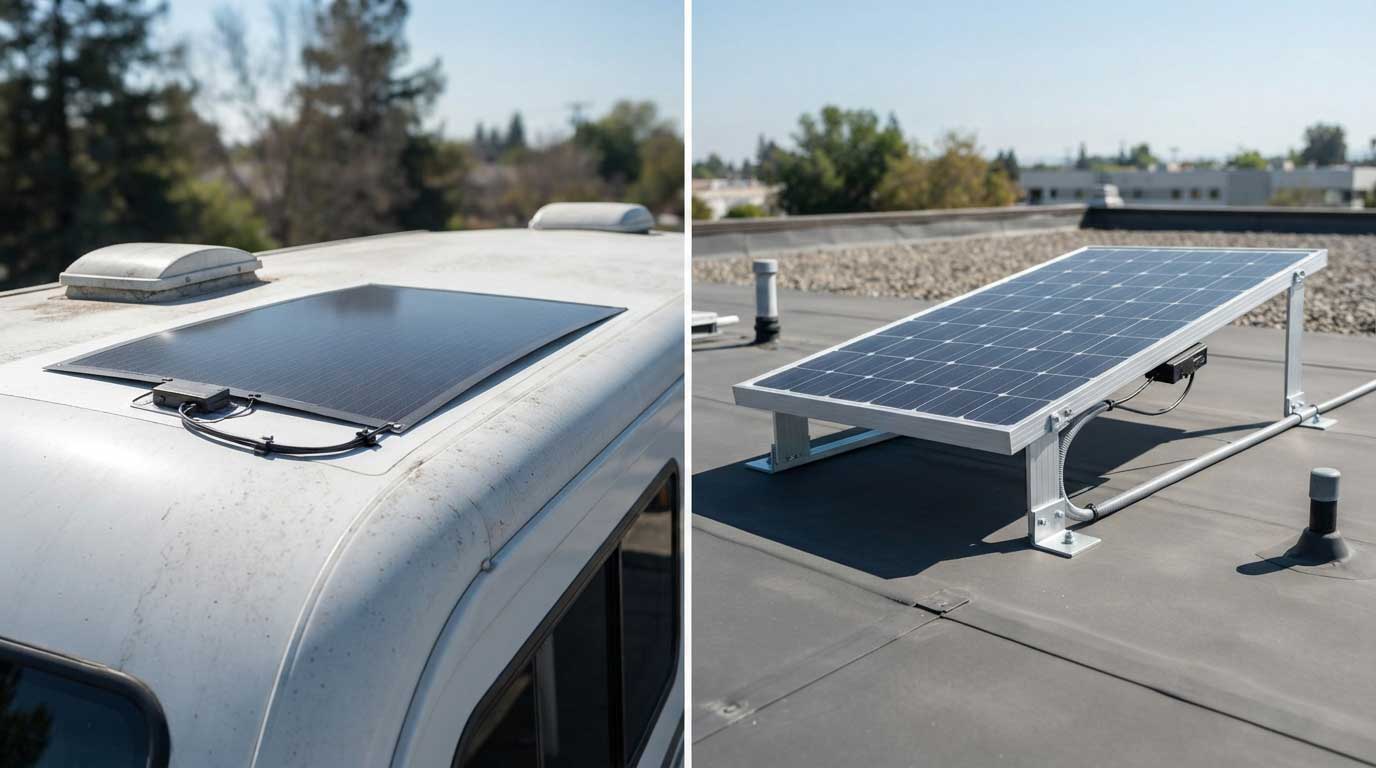 100W Flexible Solar Panel - RV & Off-Grid 6 100W Flexible Solar Panel vs. Rigid Solar Panel 6
