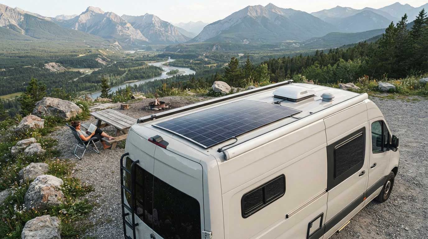 Flexible 400 Watt Solar Panel: Output, Uses and Installation 1 Flexible 400 Watt Solar Panel on a Campervan Roof