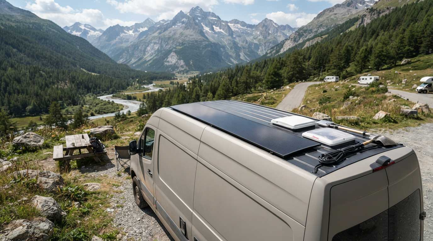 Flexible CIGS Solar Panel: Efficiency, Uses and Buying Guide 1 Flexible CIGS Solar Panel on a Curved RV Roof