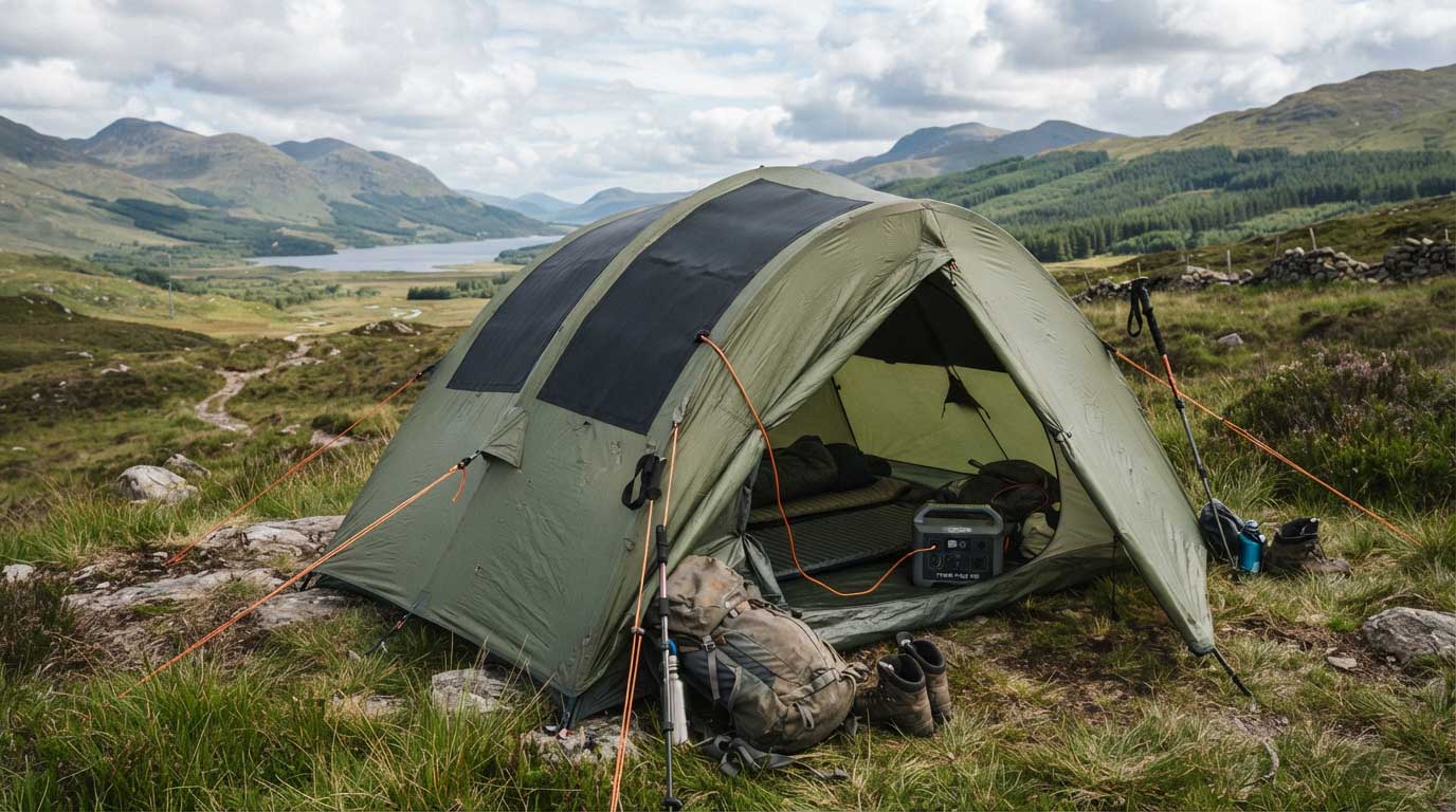 Flexible Fabric Solar Panels: Uses, Design and Buying Guide 2 Flexible Fabric Solar Panels Integrated into a Camping Shelter