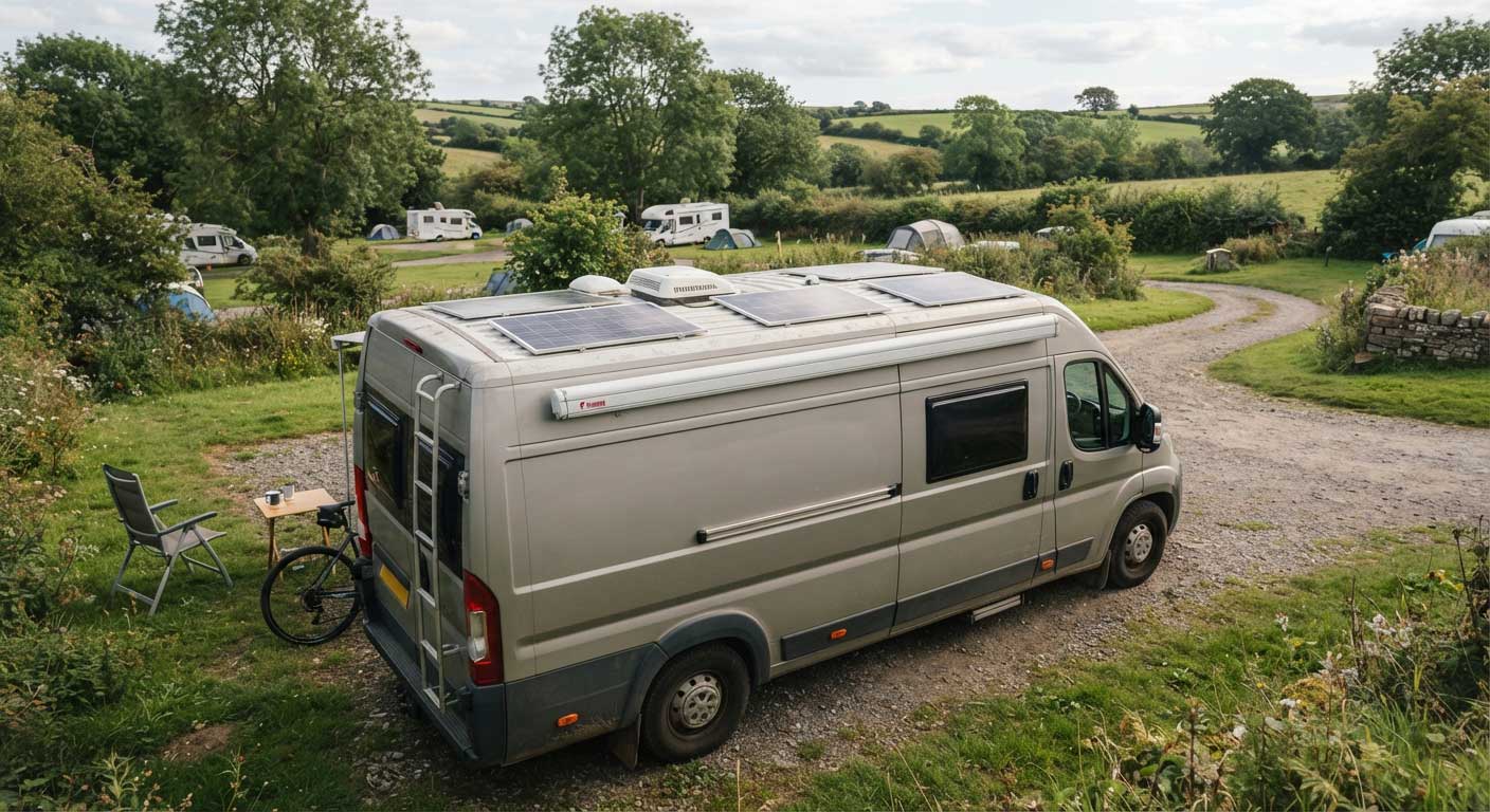 Fitting Flexible Solar Panels to Van Roof: A Practical Guide 2 Flexible Solar Panels Fitted to a Campervan Roof