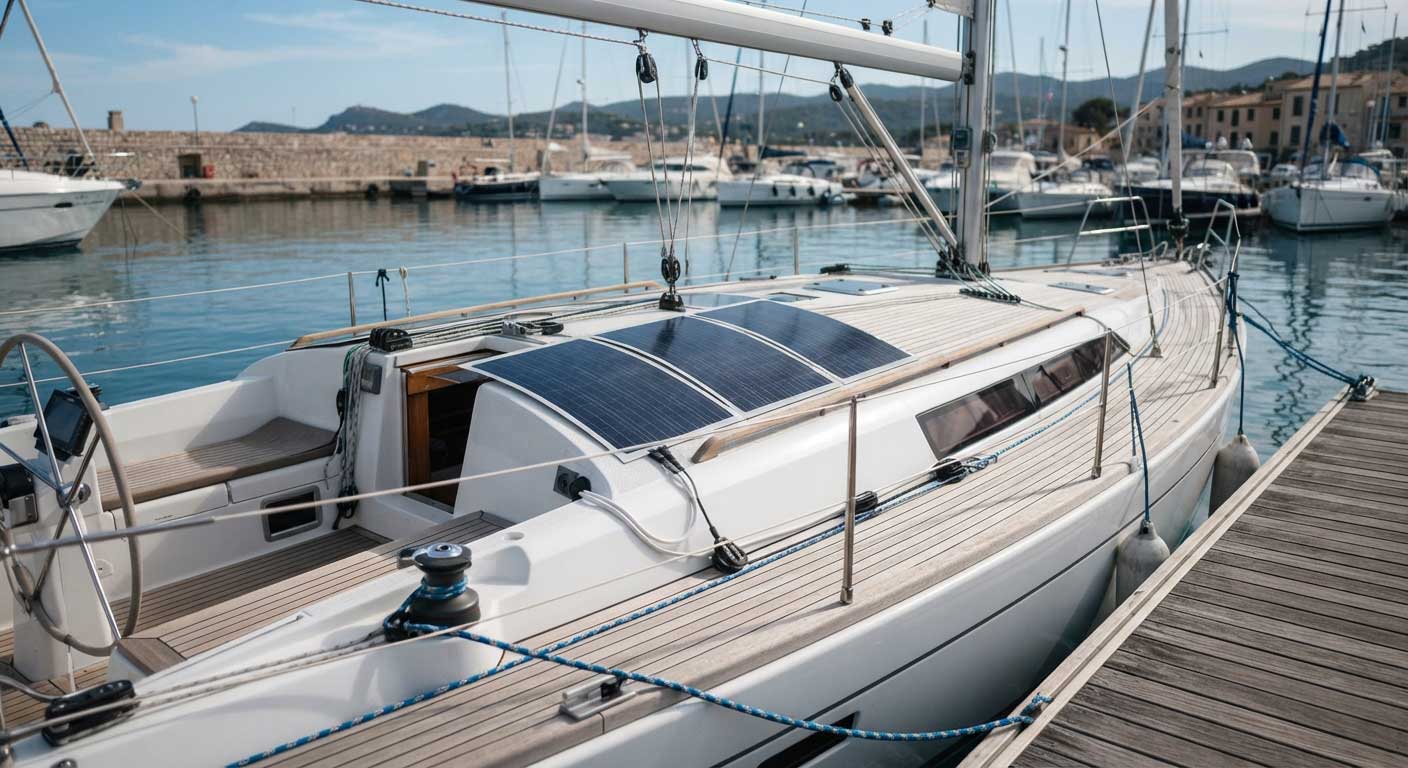 Fitting Flexible Solar Panels: A Practical Installation Guide 2 Flexible Solar Panels Installed on a Cruising Yacht