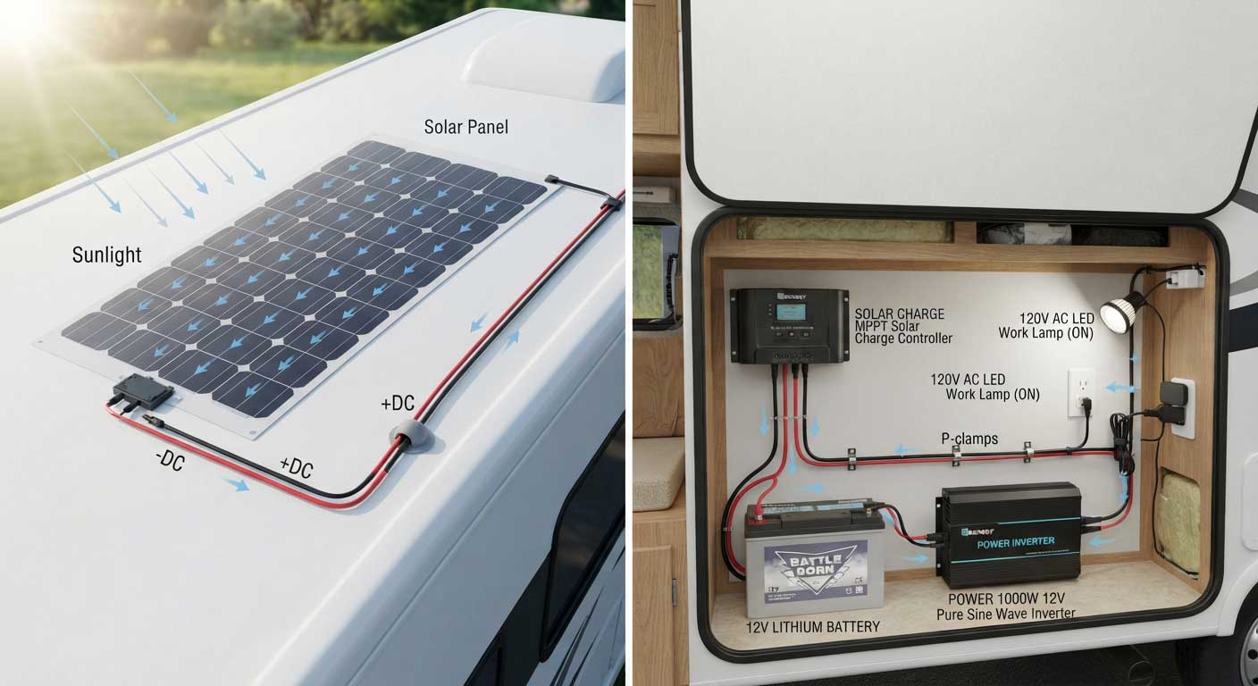 100W Flexible Solar Panel - RV & Off-Grid 3 How a 100W Flexible Solar Panel Works 3