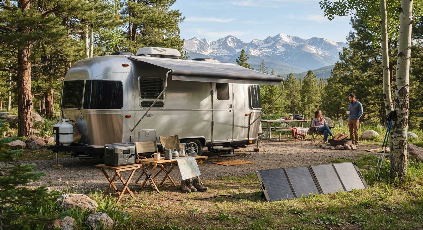 Portable Solar Generator for RV: Complete Buying and Setup Guide 1 Portable Solar Generator for RV at Campsite 1