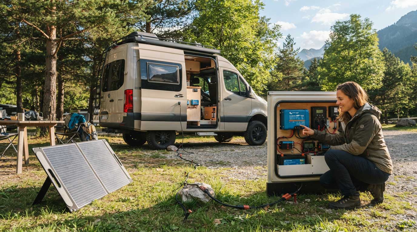 how to hook up portable solar panels to rv batteries? 2 Portable Solar Panel Charging an RV Battery 2