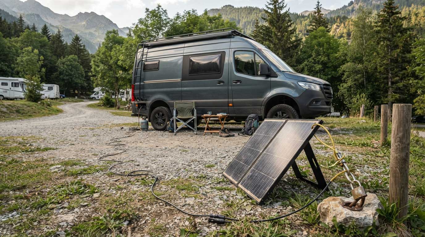 how to secure portable solar panels? 1 Portable Solar Panel Security Cable for RV Camping 1