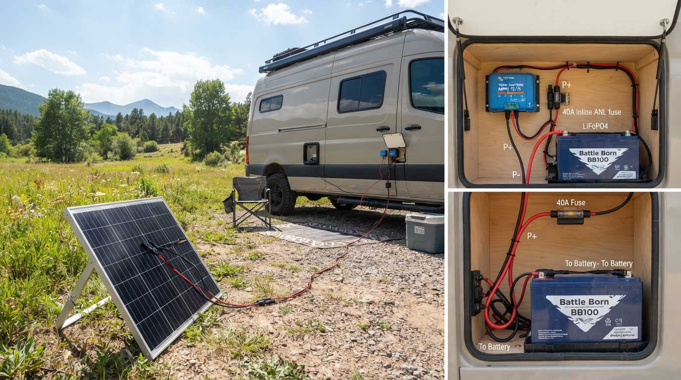 how to hook up portable solar panels to rv batteries? 1 Portable Solar Panel to RV Battery Wiring Diagram 1