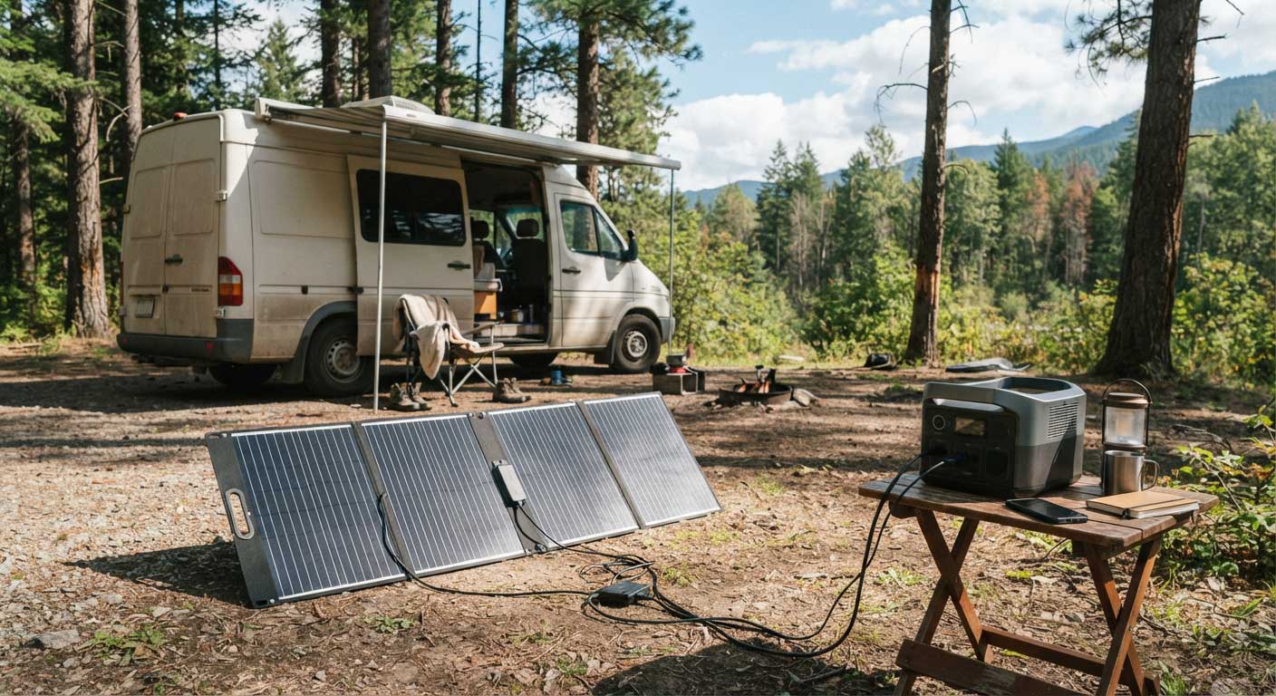 how to use portable solar panels? 2 Portable Solar Panels Charging an RV Power System 2