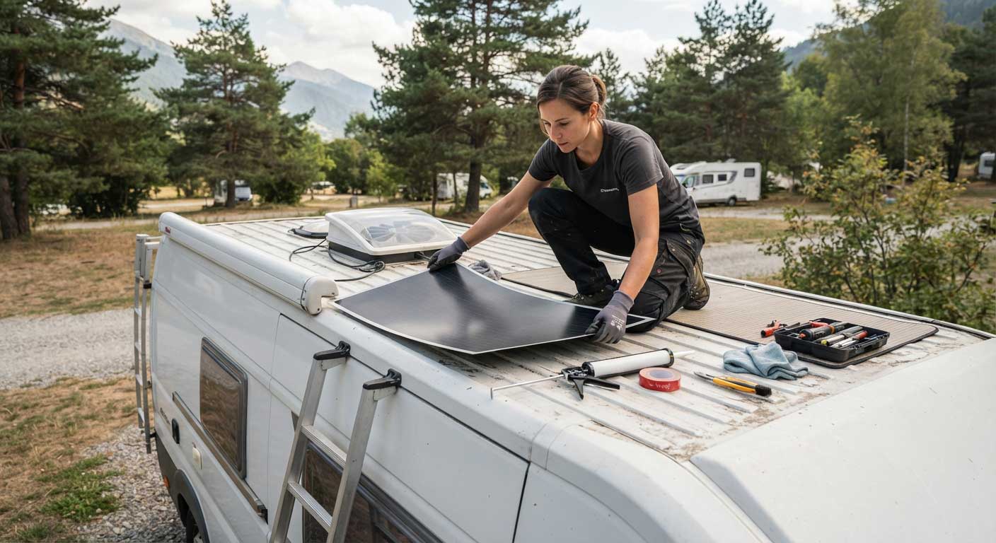 Fitting Flexible Solar Panels: A Practical Installation Guide 1 Positioning a Flexible Solar Panel on an RV Roof