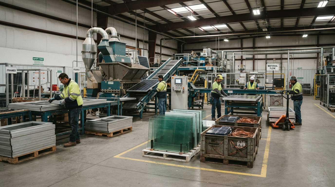 Can You Recycle Solar Panels? 2 Solar Panel Materials Sorted at a Recycling Facility