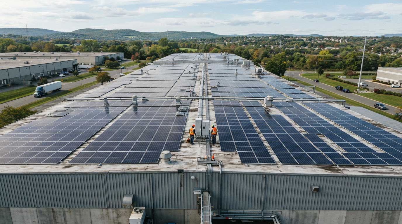 Why Are Solar Panels Good for the Environment? 2 Solar Panels on a Commercial Rooftop