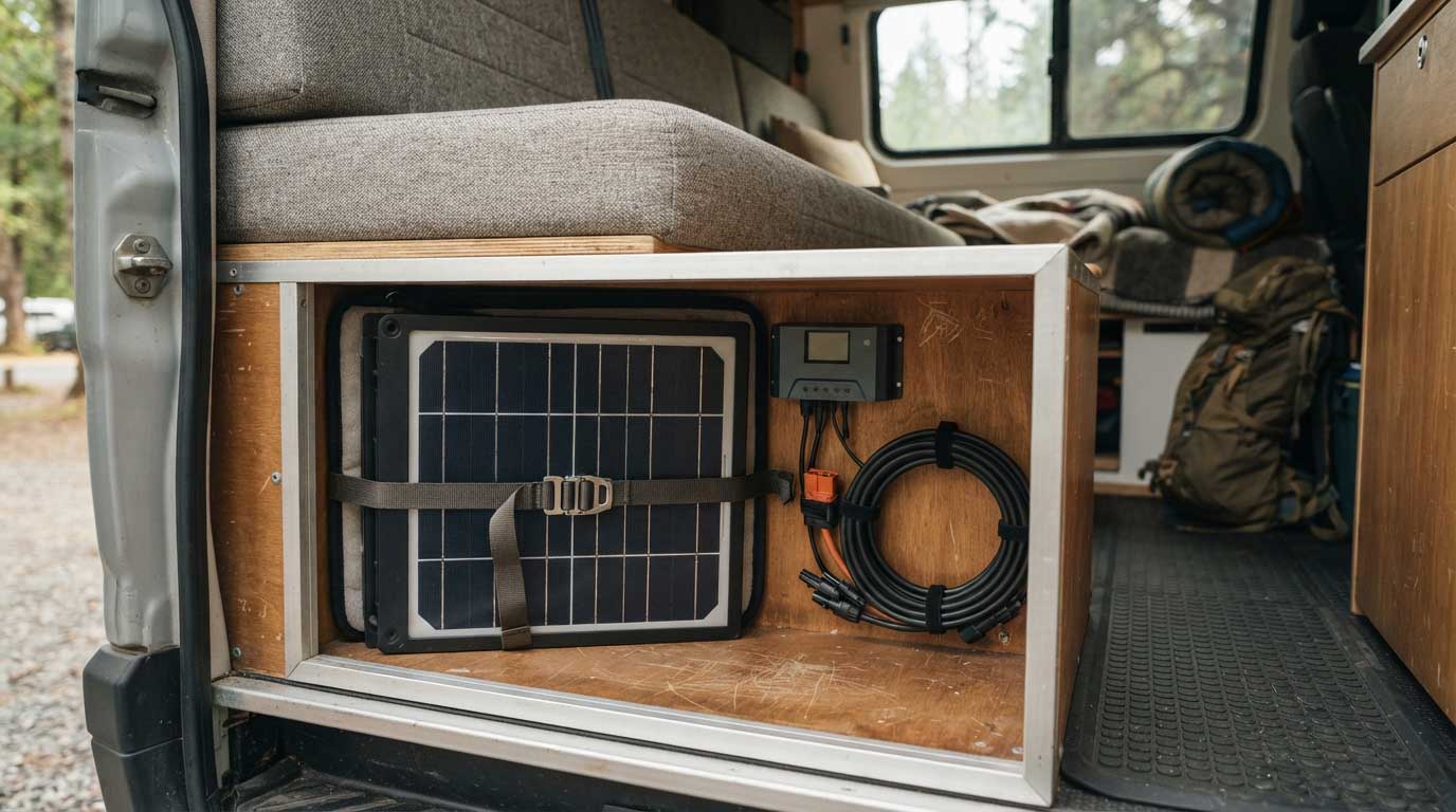 how to keep portable solar panels from being stolen? 2 Storing Portable Solar Panels Securely Inside an RV 2
