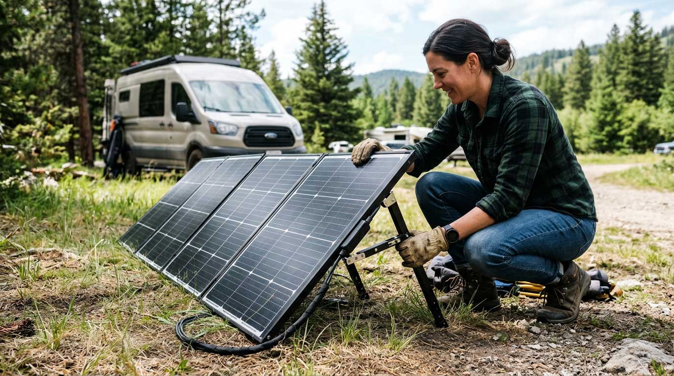 140 Watt Folding Solar Panel: Output, Battery Charging and Camping Guide 2 Adjusting a 140W Folding Solar Panel for Better Sunlight