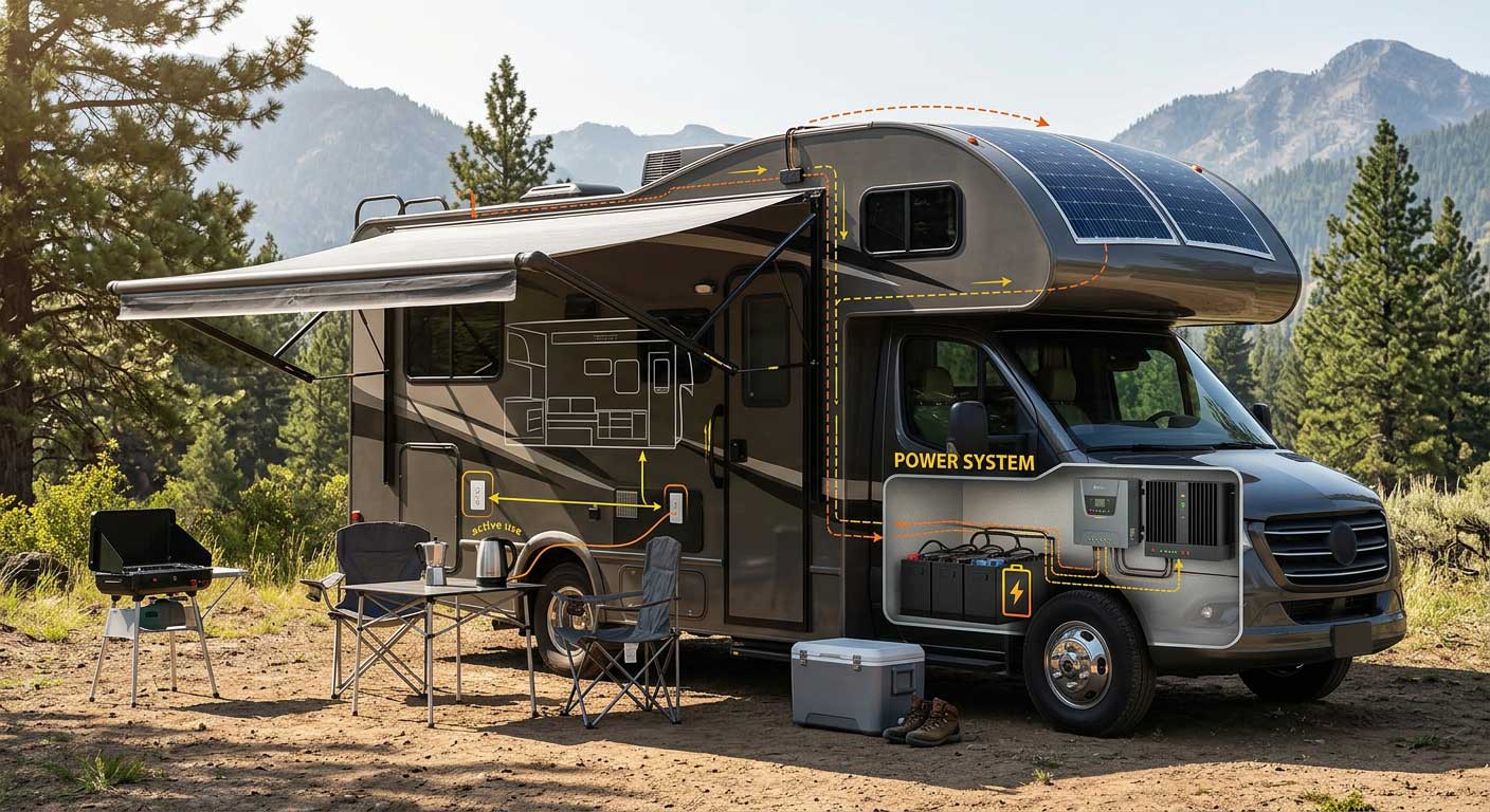 How solar panels work diagram? 2 Flexible Solar Panel System Diagram for RV and Off Grid Power