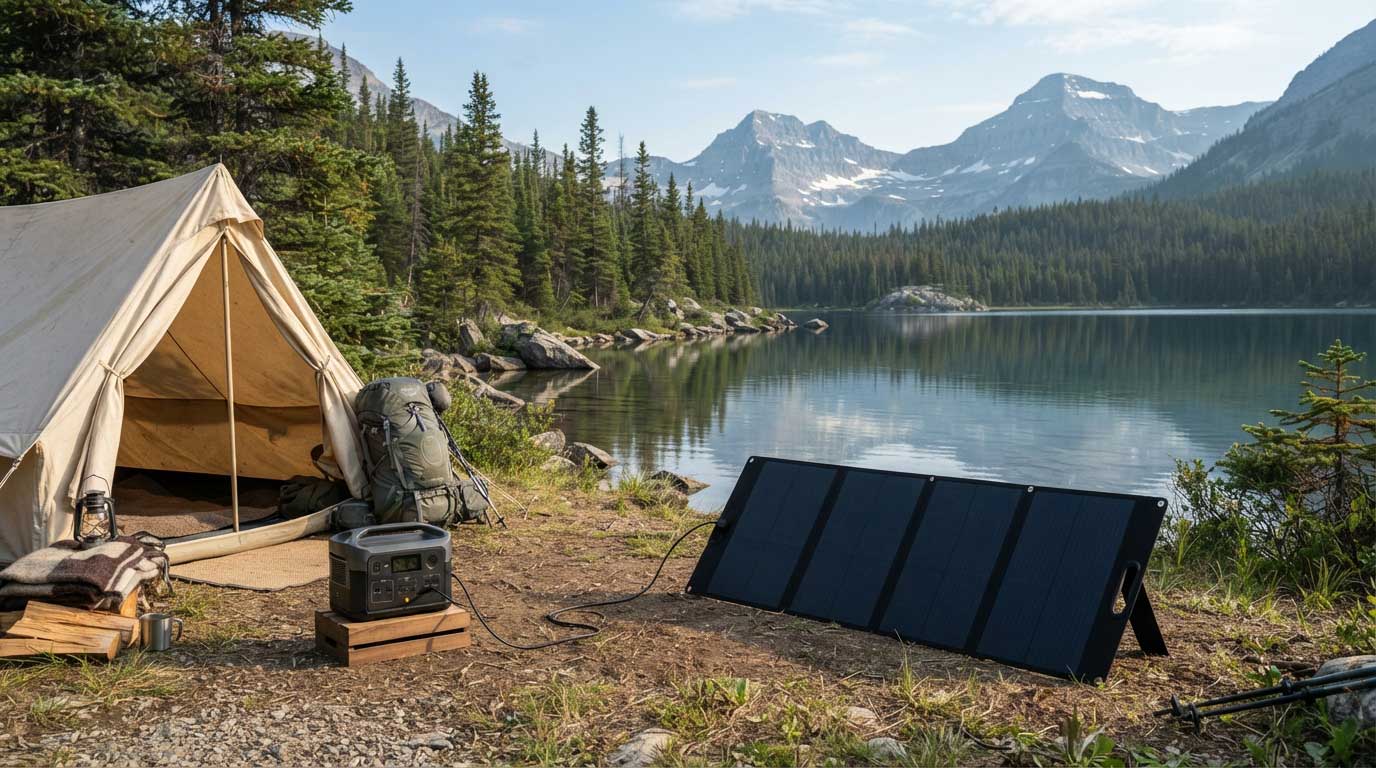 Foldable Solar Panel for Camping: How to Choose and Use One 1 Foldable Solar Panel for Camping at a Lakeside Campsite