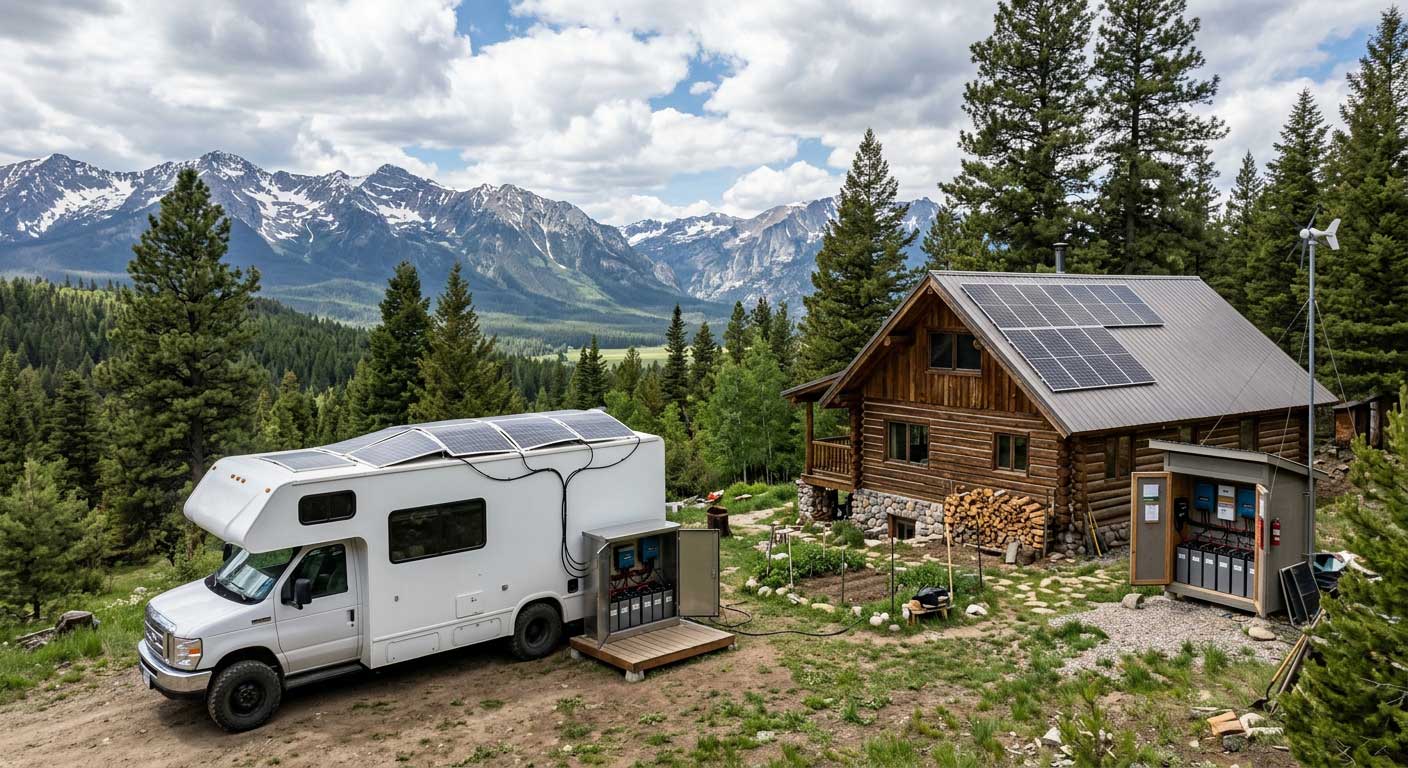 How to go off grid with solar panels? 2 Off Grid Solar Panels Installed on RV and Remote Cabin