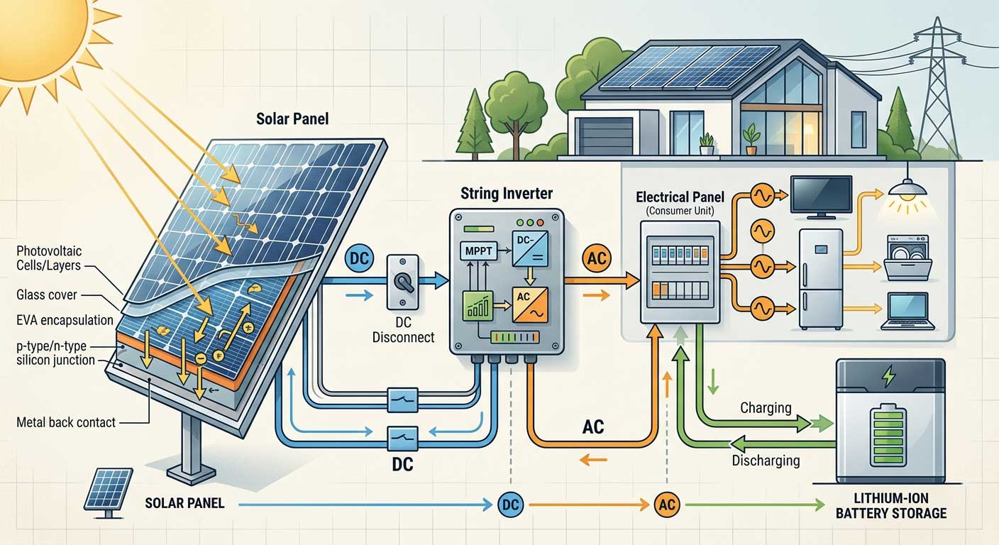 How solar panels work diagram? 1 Solar Panel Working Principle Diagram With Energy Flow
