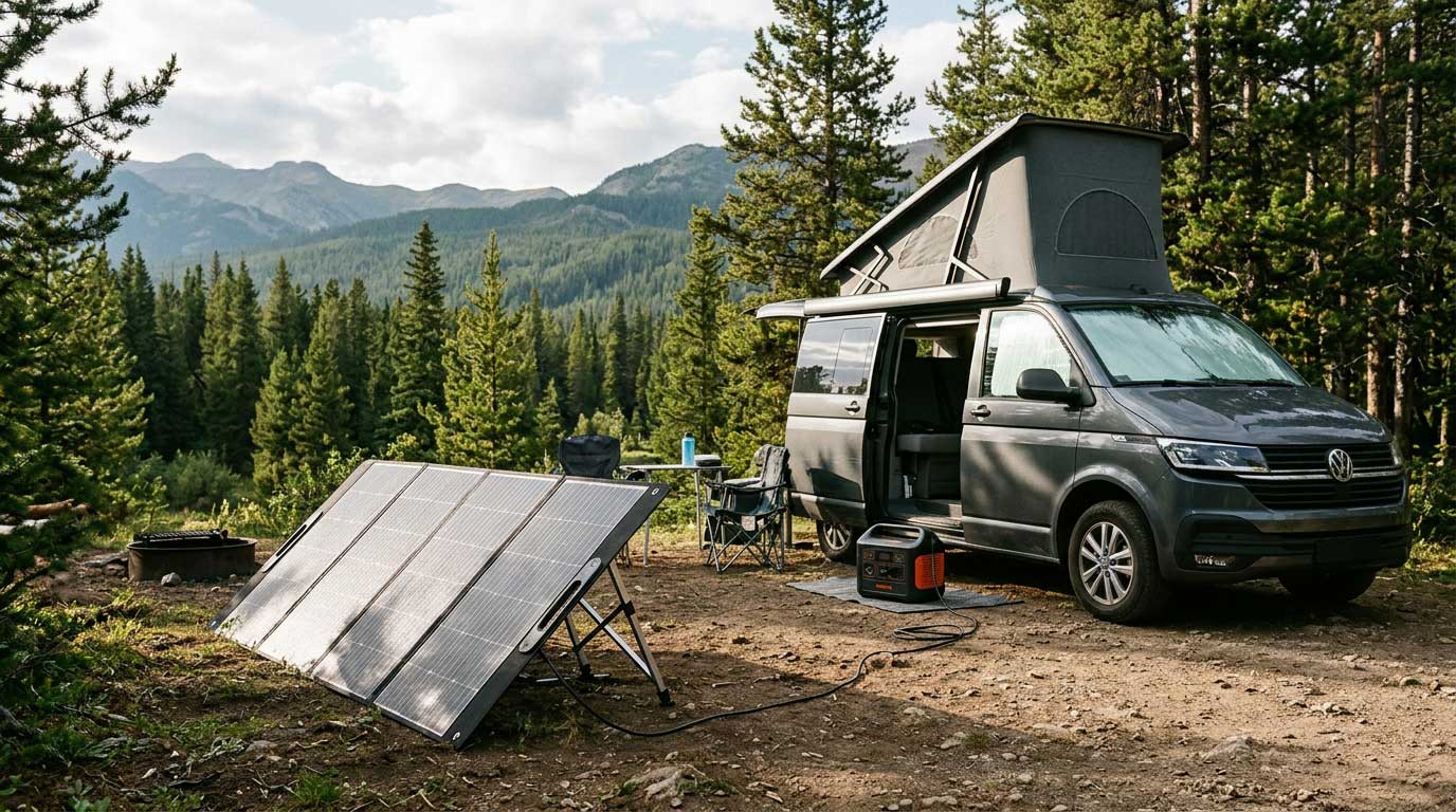 how to mount portable solar panels? 1 ortable Solar Panel Mounting at a Campsite